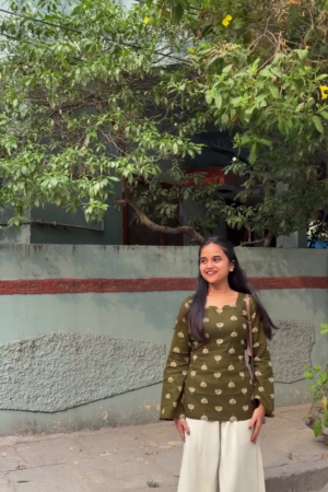 Olive Green Printed Short Kurti
