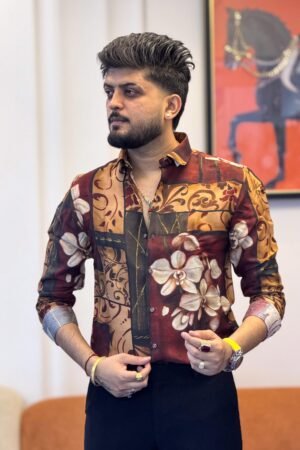 Men's Vintage Floral Patchwork Casual Shirt