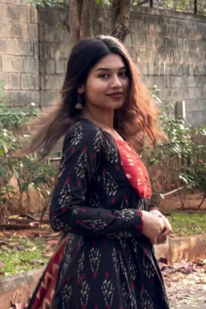 Black Printed Anarkali Kurta Set with Dupatta