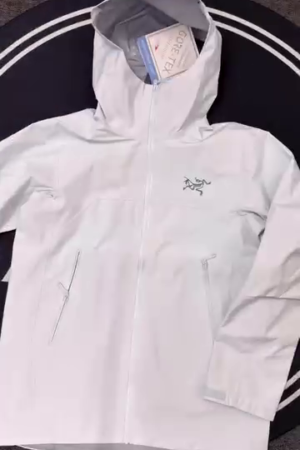 Pearl White Waterproof Hooded Outdoor Jacket
