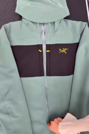 Sage Green Colorblock Softshell Hooded Jacket
