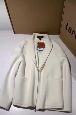 Premium White Knit Zip-Up Cardigan Jacket