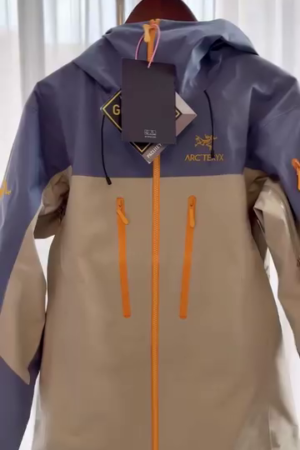 Blue Grey & Sand Colorblock Waterproof Hooded Jacket