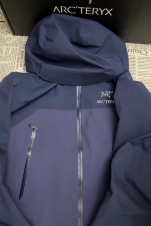 Navy Blue Hooded Softshell Outdoor Jacket