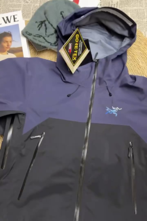 Navy & Black Colorblock Waterproof Hooded Jacket