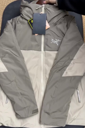 Grey & White Colorblock Waterproof Hooded Jacket