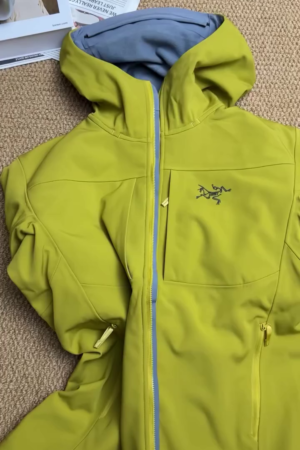 Lime Green Softshell Hooded Outdoor Jacket