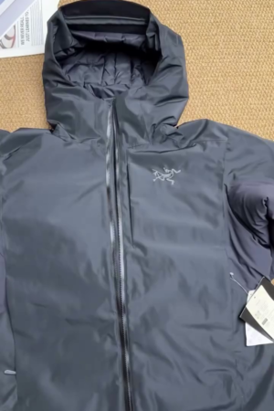 Charcoal Black Insulated Hooded Winter Jacket