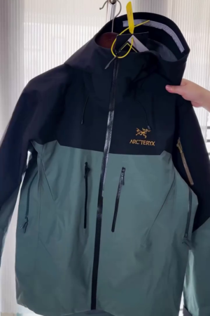 Black & Sage Colorblock Waterproof Hooded Jacket