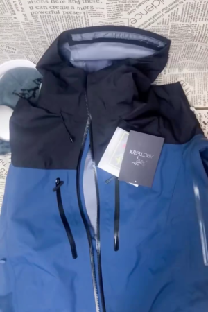 Navy Blue & Black Colorblock Waterproof Jacket