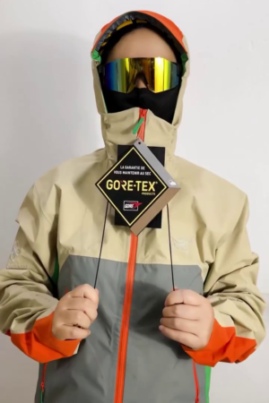 Sand Grey Colorblock Waterproof Hooded Jacket